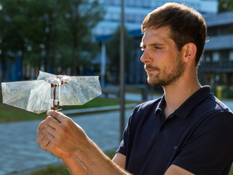 Forscher in den Niederlanden haben einen kleinen Flugroboter gebaut, der sich fast so flink und wendig durch die Lüfte bewegt wie zum Beispiel eine Fruchtfliege.