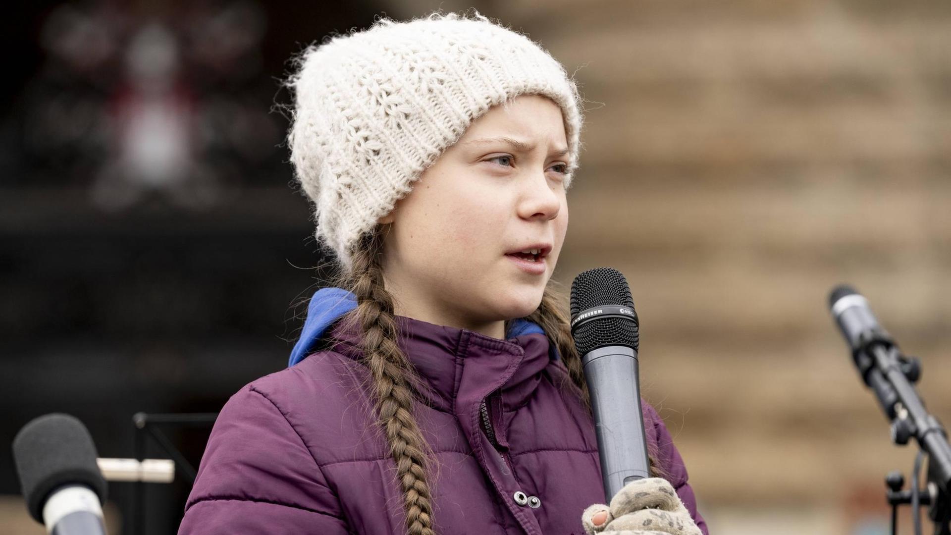 Greta Thunberg, Klimaaktivistin, spricht bei der Hamburger Fridays For Future Demo