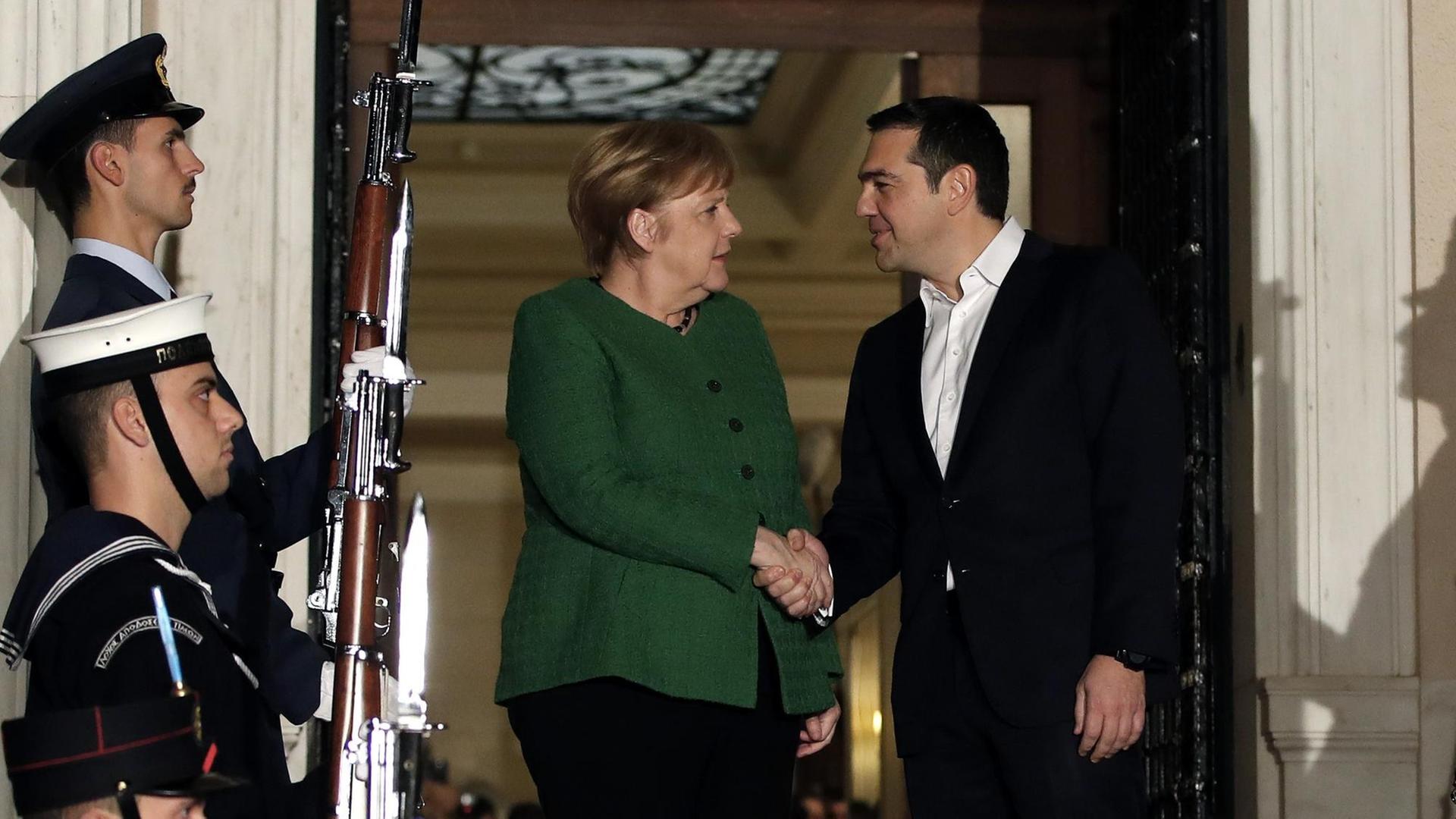 Der griechische Regierungschef Tsipras und Bundeskanzlerin Merkel in Athen