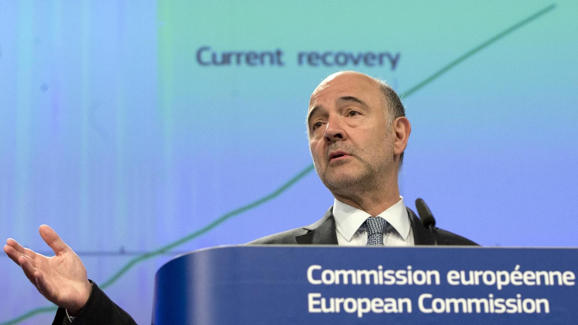 EU-Währungskommissar Pierre Moscovici in EU-Hauptquartier in Brüssel