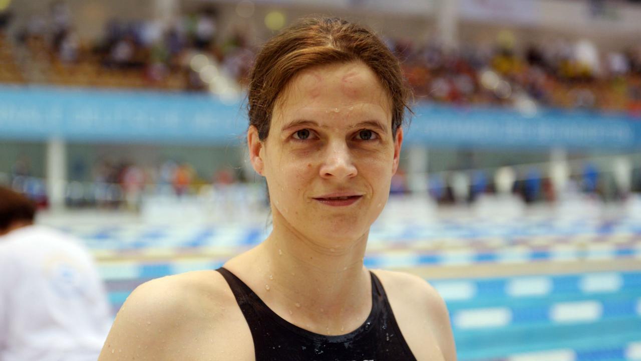 Die Schwimmerin Daniela Schulte (PSC Berlin) bei den Internationalen deutschen Meisterschaften der Behinderten-Schwimmer 2013 in Berlin.