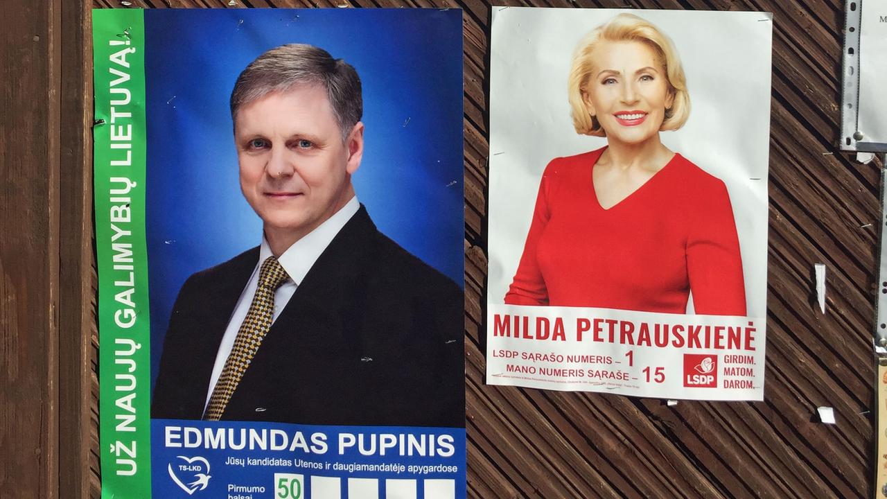 Litauen vor der Wahl: Plakate in der Kreisstadt Utena