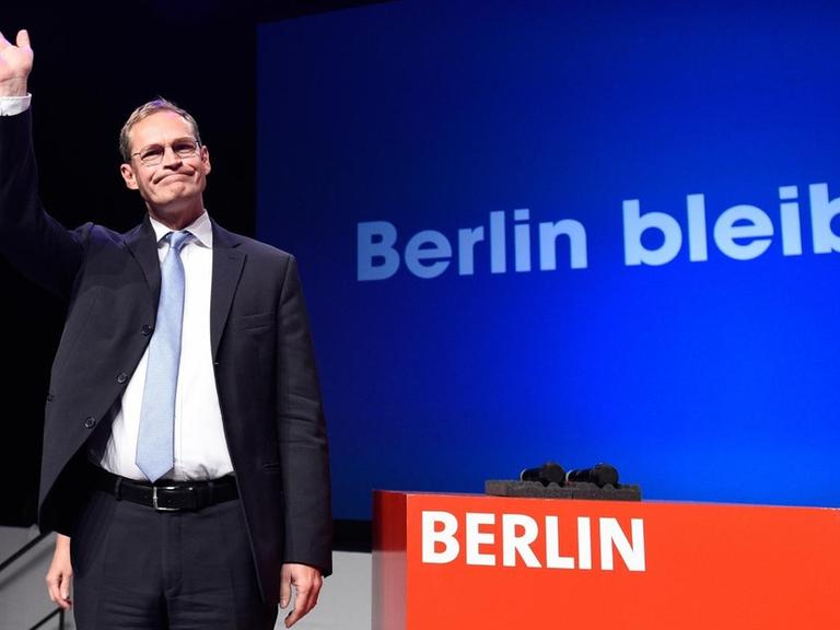 Der Regierende Bürgermeister von Berlin und SPD-Spitzenkandidat Michael Müller am Wahlabend