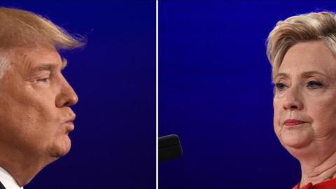 Sie sehen Donald Trump und Hillary Clinton während des ersten TV-Duells.