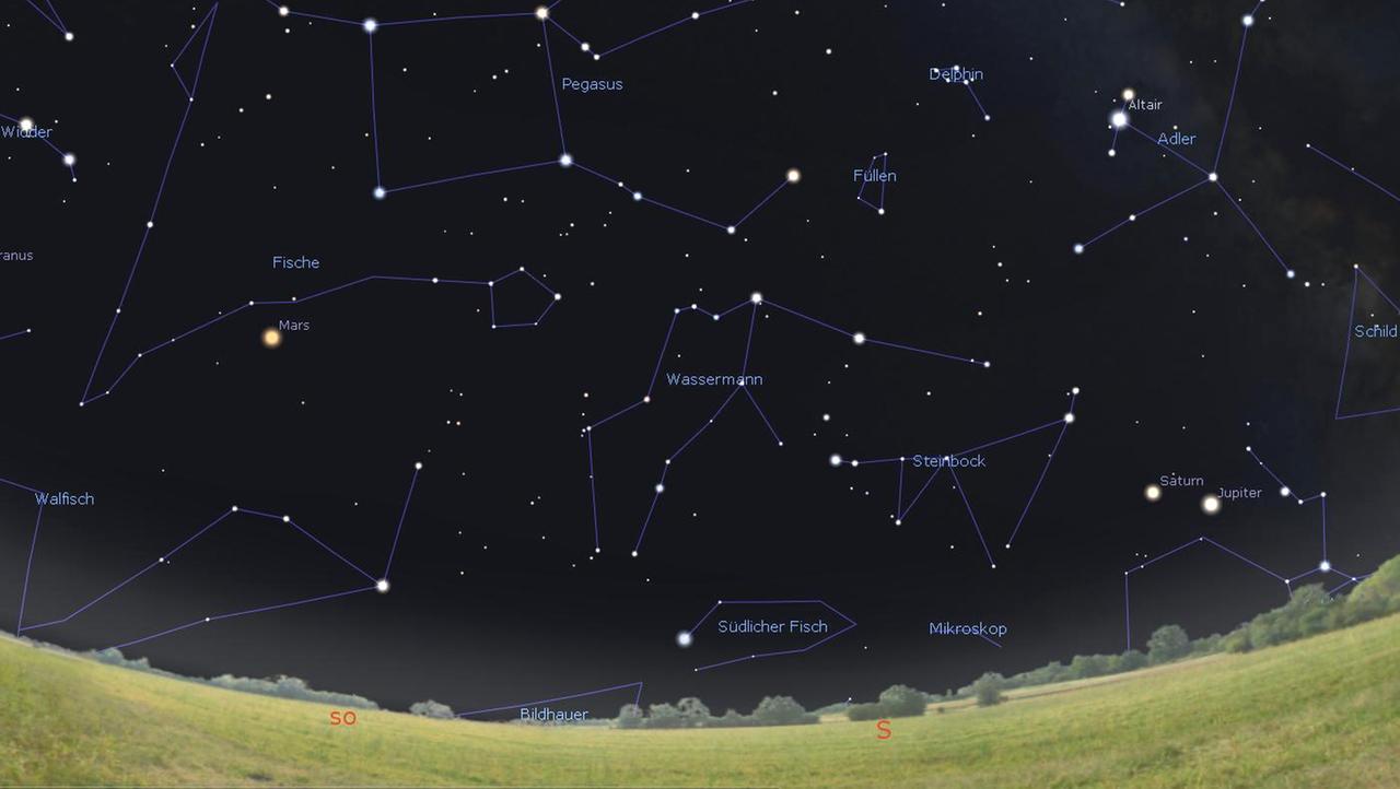 Das Sternbild Wassermann ist jetzt abends am Südhimmel zu sehen