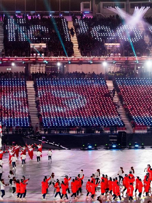 Einlauf des nordkoreanischen Teams bei der Eröffnungsfeier der Paralympischen Spiele in Pyeongchang 2018