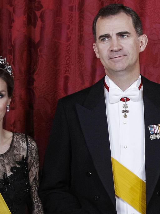 Der spanische Kronprinz Felipe und seine Frau Letizia am 10.06. während eines Empfangs.