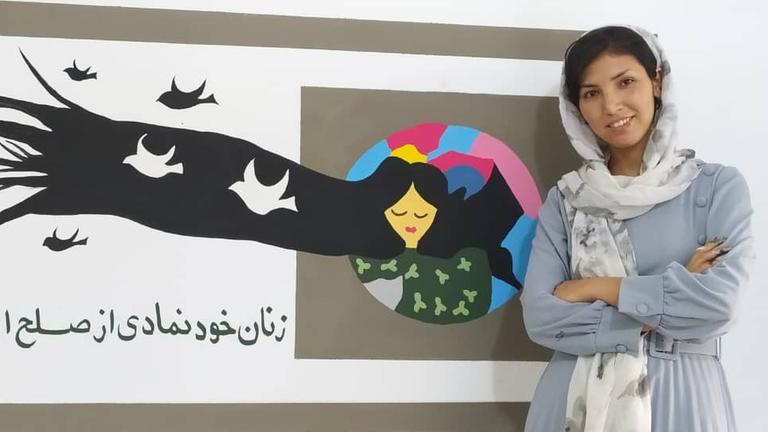 Künstlerin Hafiza Qasimi, Kabul 2021.