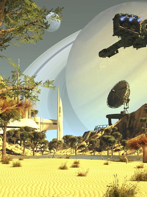 Heute Utopie und morgen Dystopie: Nach der Urbarmachtung des Saturns installieren díe Kolonisatoren von der Erde auf dem fernen Planeten eine Landestation für ihre Raumschiffe