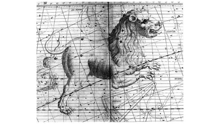 Das Sternbild Löwe in einer historischen Darstellung.