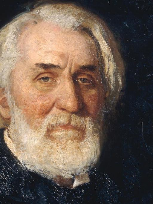 "Bildnis Iwan Turgenjew", ein Ausschnitt aus dem Ölgemälde des russischen Schriftstellers Iwan Turgenjew von 1879, gemalt von dem Künstler Ilja Repin (1844-1930)