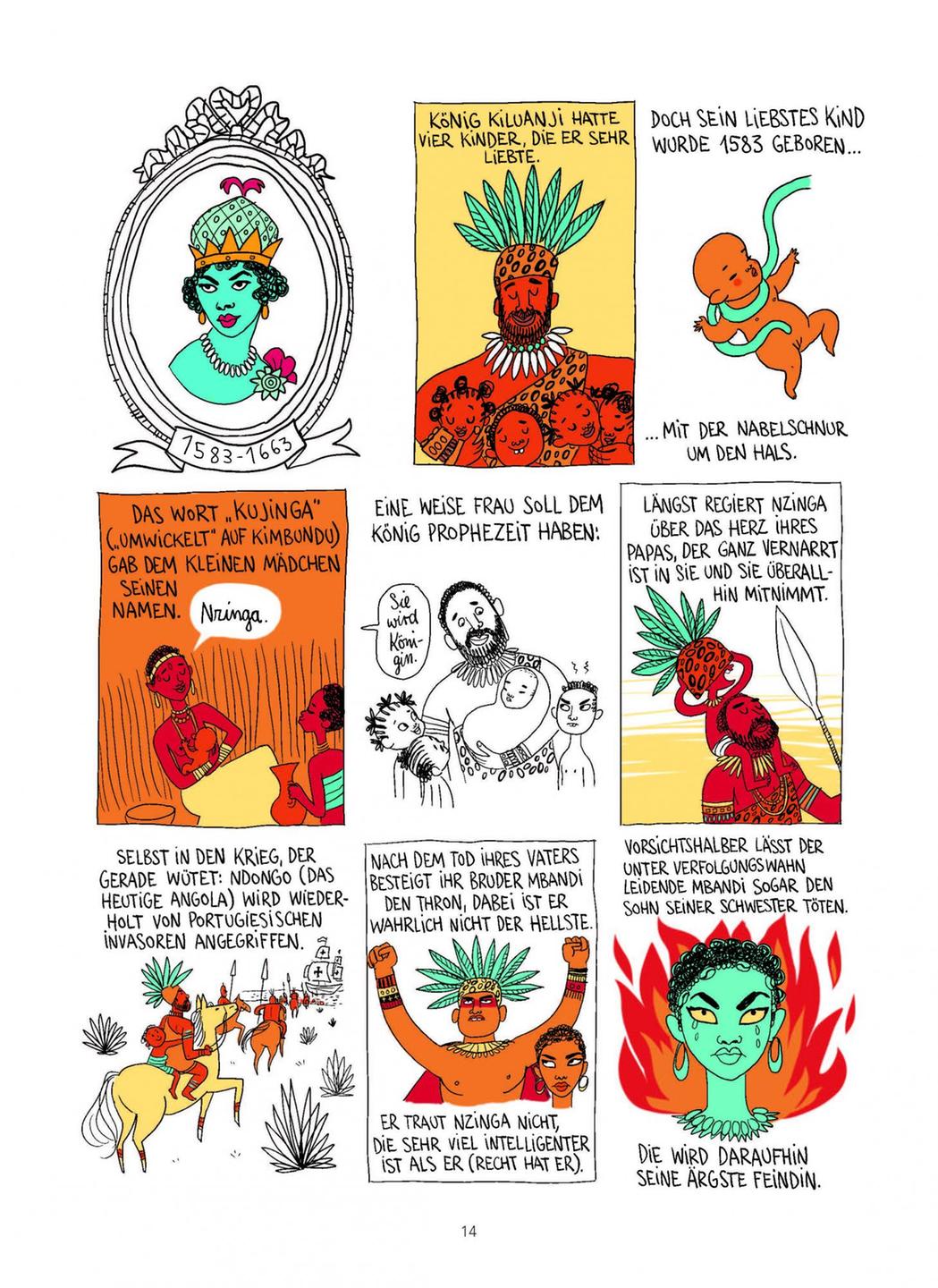 Ausschnitt aus dem Comic "Unerschrocken" der französischen Illustratorin Pénélope Bagieu aus der Geschichte über die Königin Nzinga