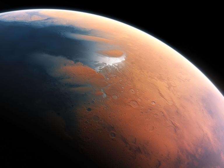 So könnte Mars einst mit viel Wasser ausgesehen haben (künstlerische Darstellung)
