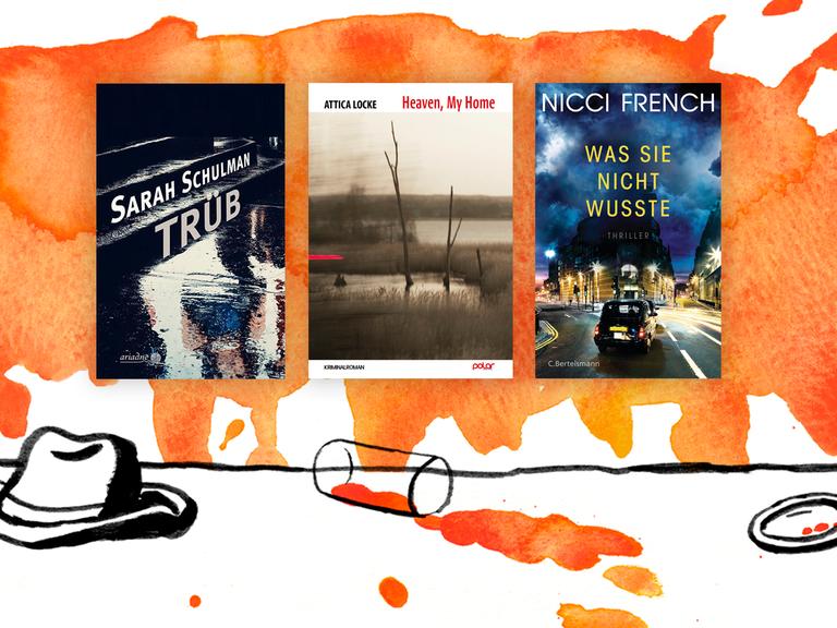 Buchcover zu "Trüb", "Heaven, My Home" und "Was sie nicht wusste"