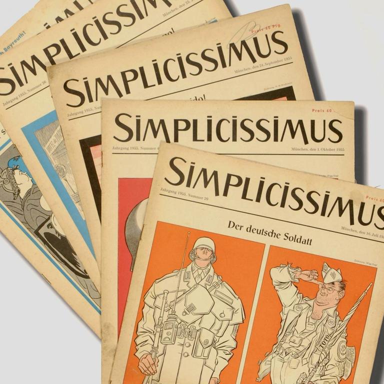 Mehrere Cover der Zeitschrift Simplicissimus.