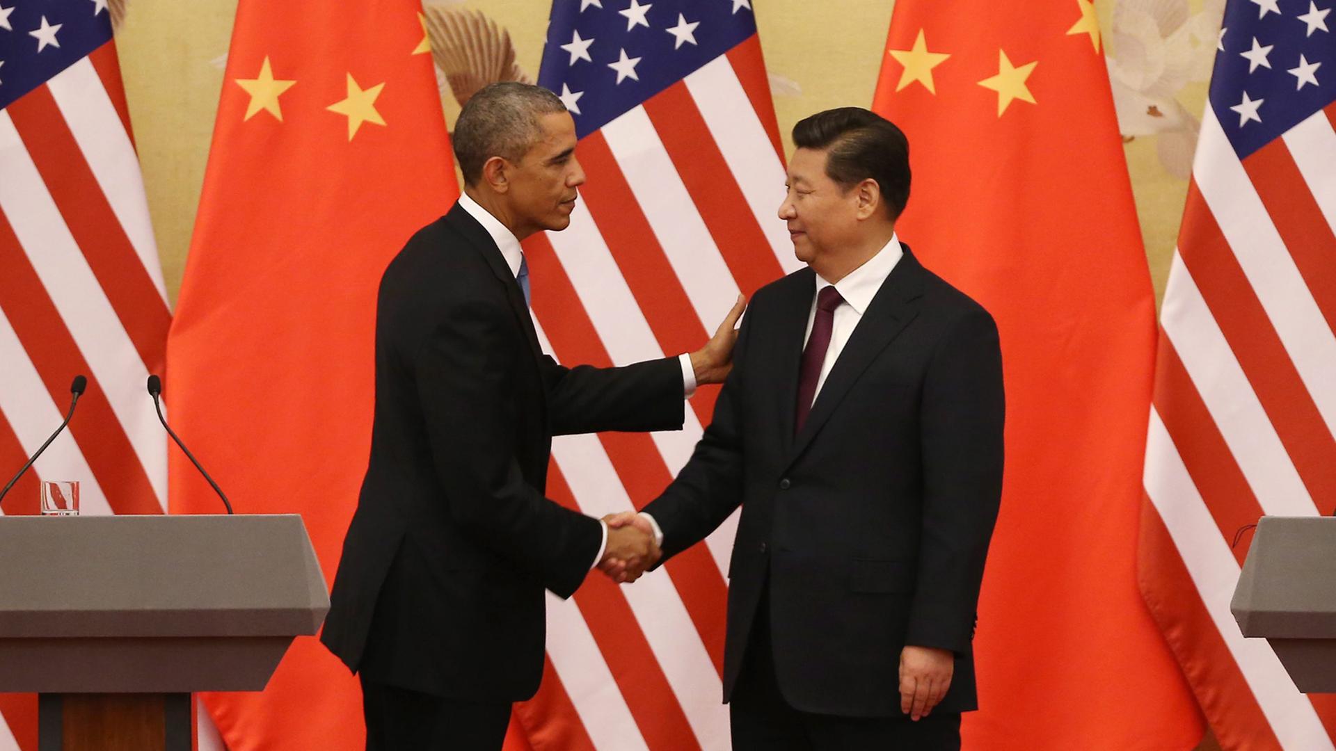 US-Präsident Obama und Chinas Staatspräsident Xi reichen sich die Hand