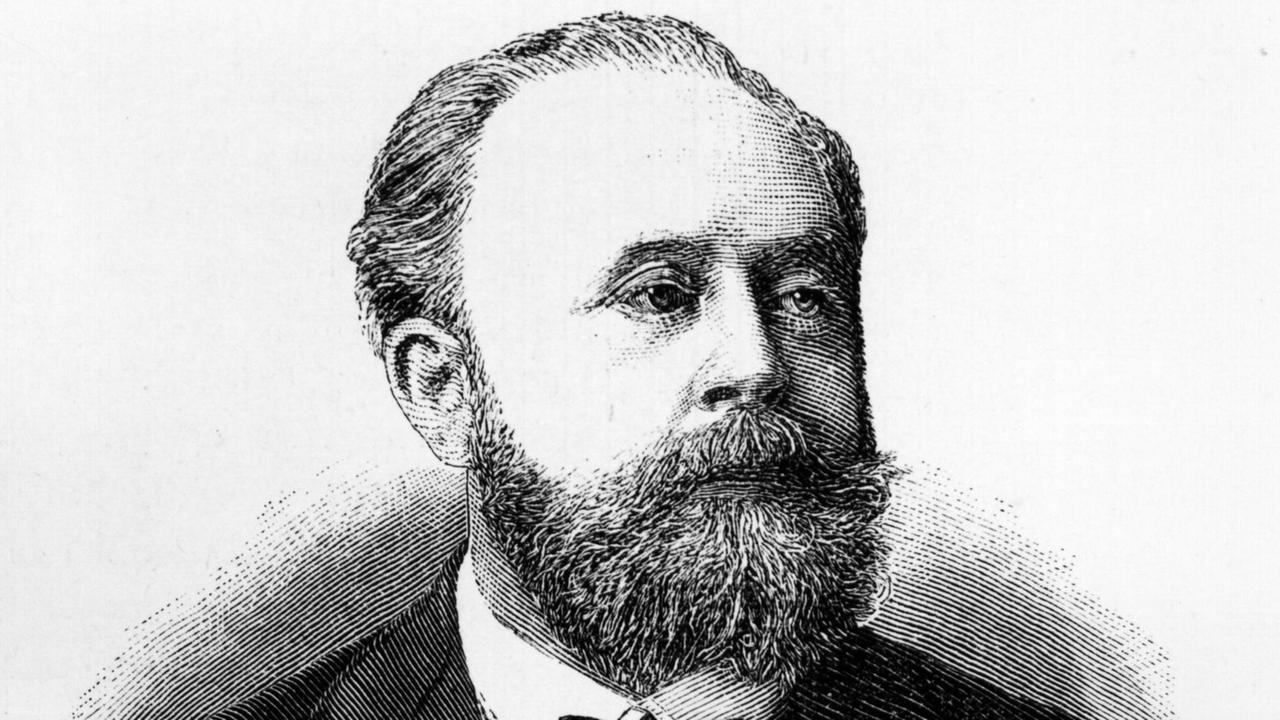 Holzstich von Wilhelm Foerster 1882. Ein Mann mit Bart im Anzug.
