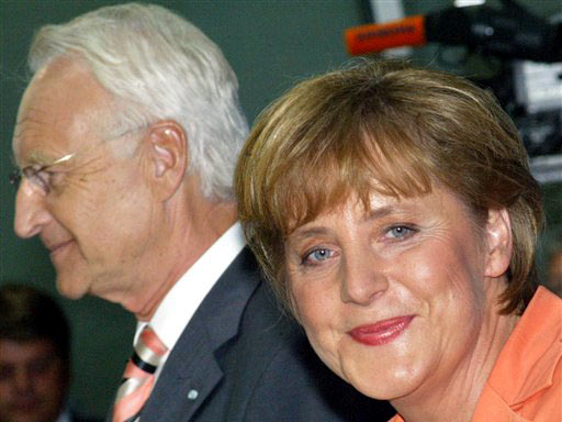 Die CDU-Vorsitzende Angela Merkel nach der Parteipräsidiumssitzung am 30. Mai 2005 in der CDU-Parteizentrale in Berlin