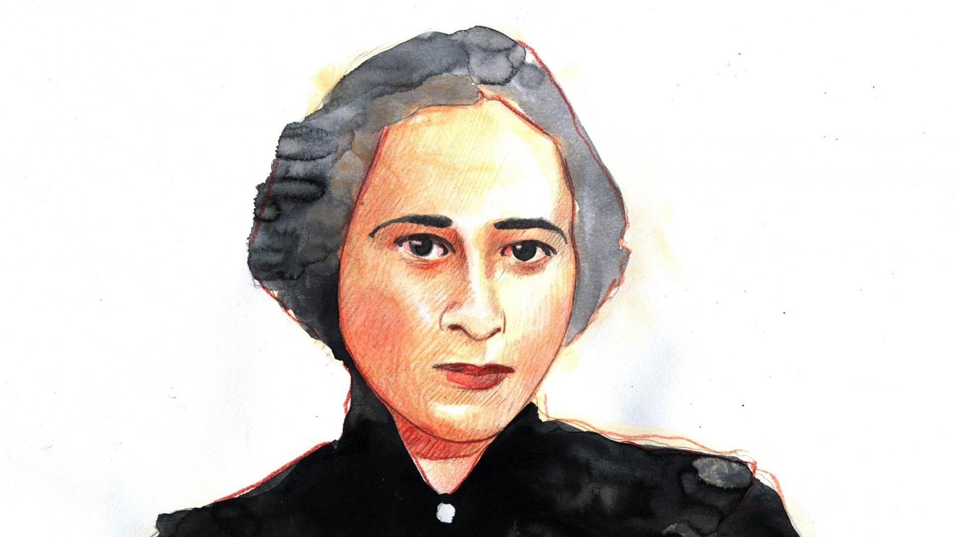 Eine Portrait Zeichnung von Hannah Arendt.