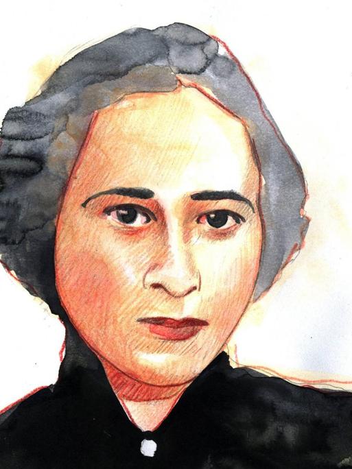 Eine Portrait Zeichnung von Hannah Arendt.