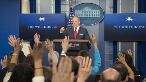 Der Pressesprecher des Weißen Hause, Sean Spicer, während eines Press Briefings.