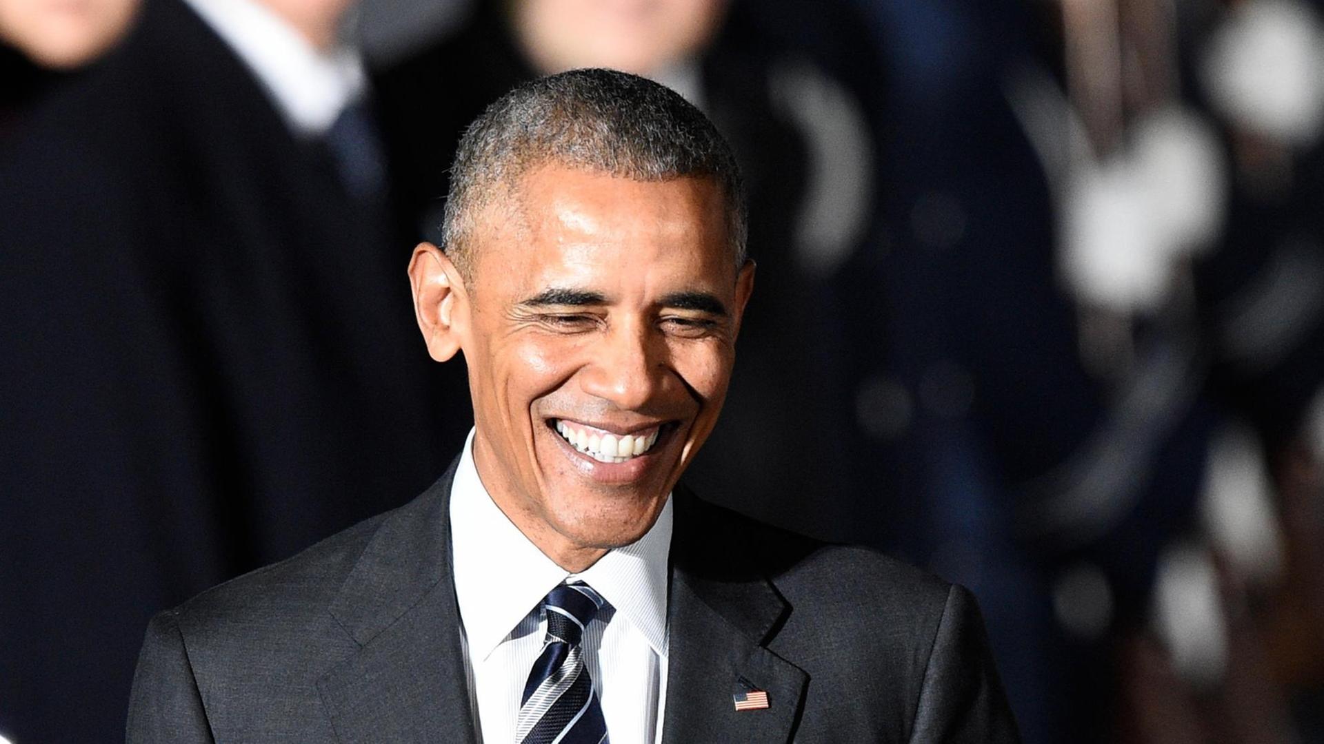 Eine Nahaufnahme von US-Präsident Barack Obama bei seiner Ankunft in Berlin