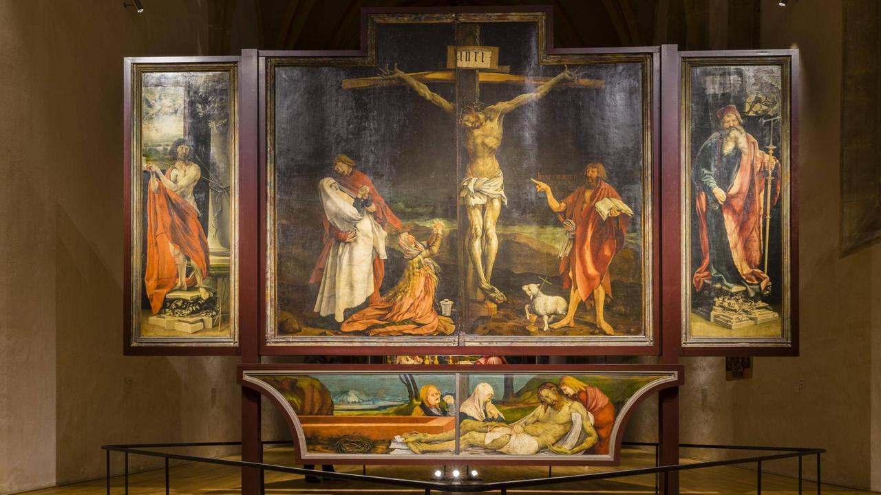 Isenheimer Altar von Matthias Grünewald, der aus mehreren bemalten Tafeln besteht.