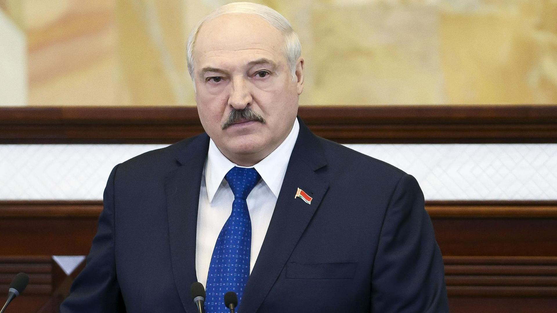 Minsk: Alexander Lukaschenko, Präsident von Belarus, spricht vor dem Parlament in Minsk.