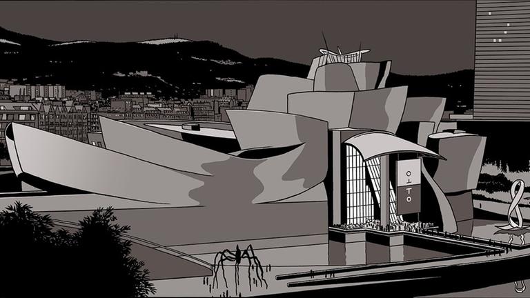 Das verspiegelte Museum von Bilbao im Comic "Otto"