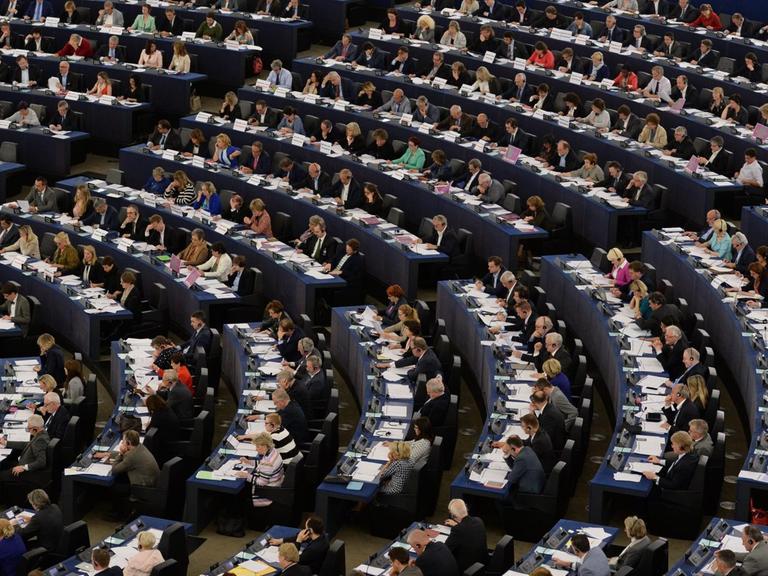 Blick in den Saal des EU-Parlaments während einer Abstimmung am 20.5.15