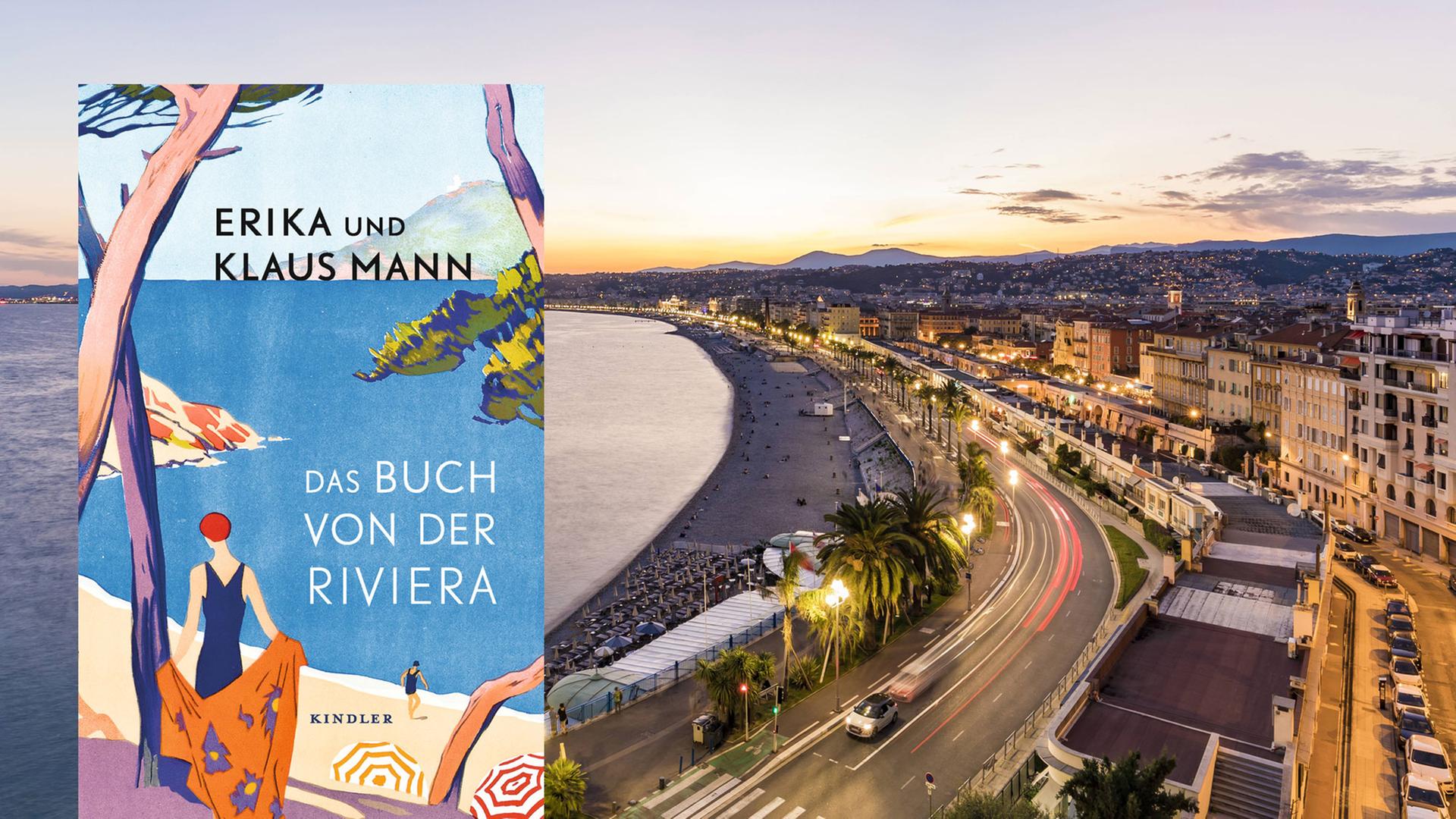 Montage: Buchcover von "Das Buch von der Riviera" und die Küste der Cote D'Azur.