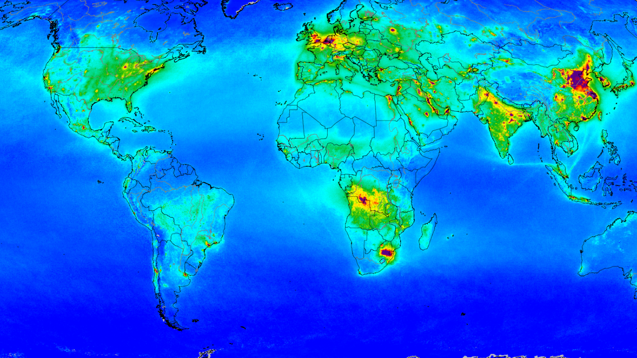 Die globale Verteilung von Stickstoffdioxid in der Luft lässt sich nur mit Satelliten messen