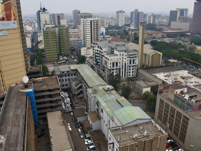 (190801) -- NAIROBI, Aug. 1, 2019 () -- Photo taken on July 31, 2019 shows an aerial view of Nairobi Central Business (NCB) in Nairobi, capital of Kenya. (/John Okoyo) |