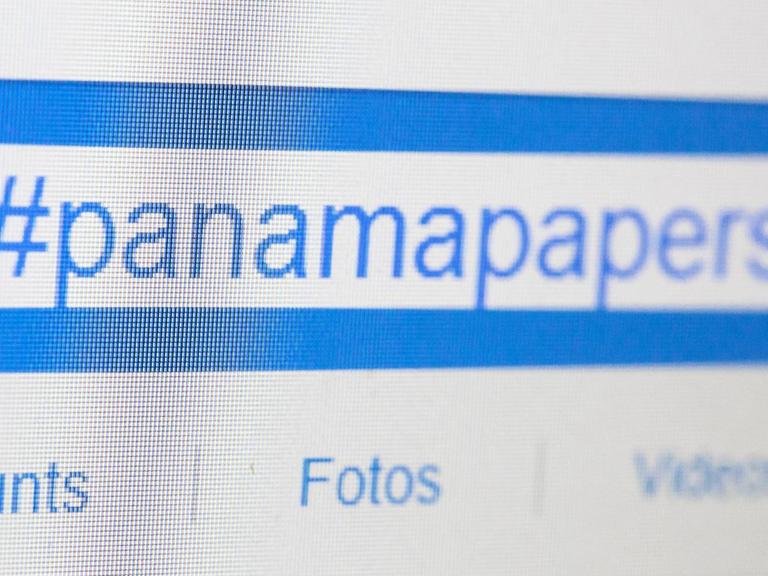 Der Hashtag #panamapapers auf einem Bildschirm.