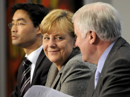 FDP-Chef Philipp Rösler, Bundeskanzlerin Angela Merkel (CDU), CSU-Chef Horst Seehofer