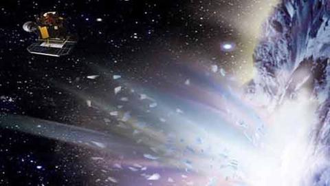 So soll es aussehen: Die Sonde "Deep Impact" beschießt den Kometen Tempel 1.