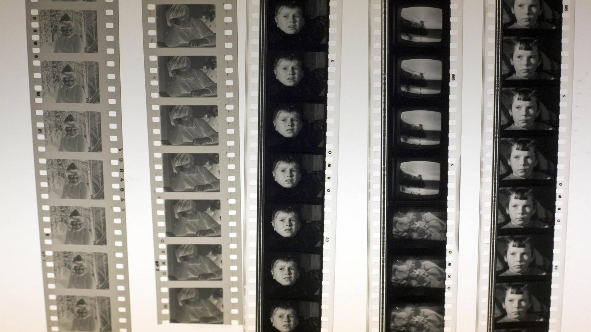 Fünf Filmrollen mit Sequenzen aus "Die Kinder von Golzow". Das Material war 2008 in einer Ausstellung in Golzow zu sehen