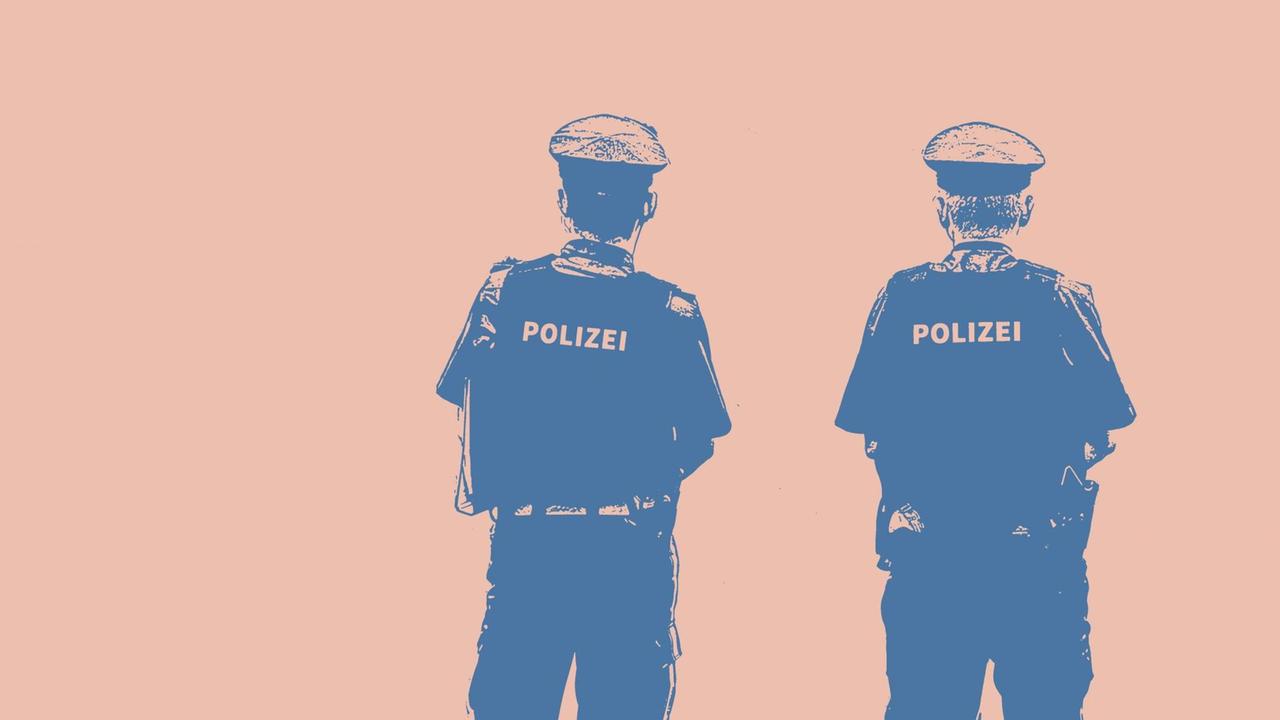 Illustration: Zwei Polizisten von hinten.