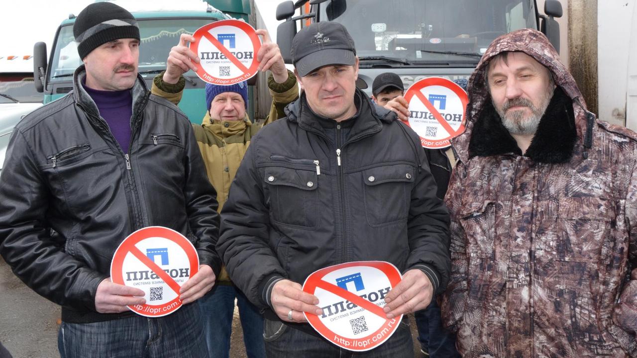 Proteste der Lkw-Fahrer in Russland