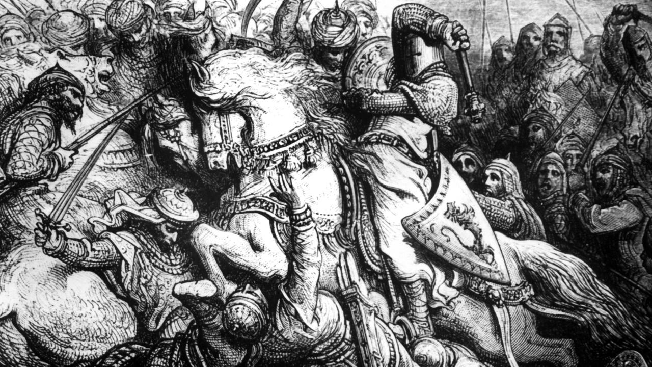 Zeitgenössische Darstellung einer Schlacht während des 3. Kreuzzuges (1189-1192)