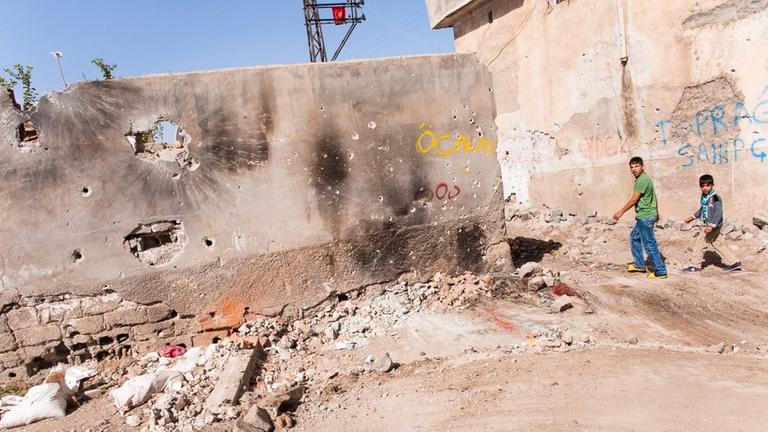 Zerstörte Wohnviertel in Diyarbakir, ein Bild aus dem Jahr 2015
