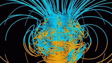 Erdmagnetfeld in einer Computergrafik.