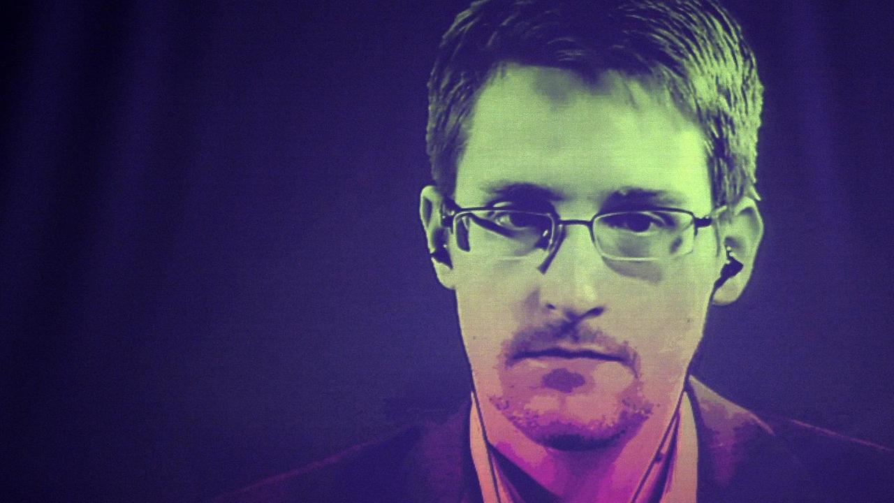 NSA-Whistleblower Edward Snowden bei einer Videokonferenz mit dem Europarat in Straßburg.