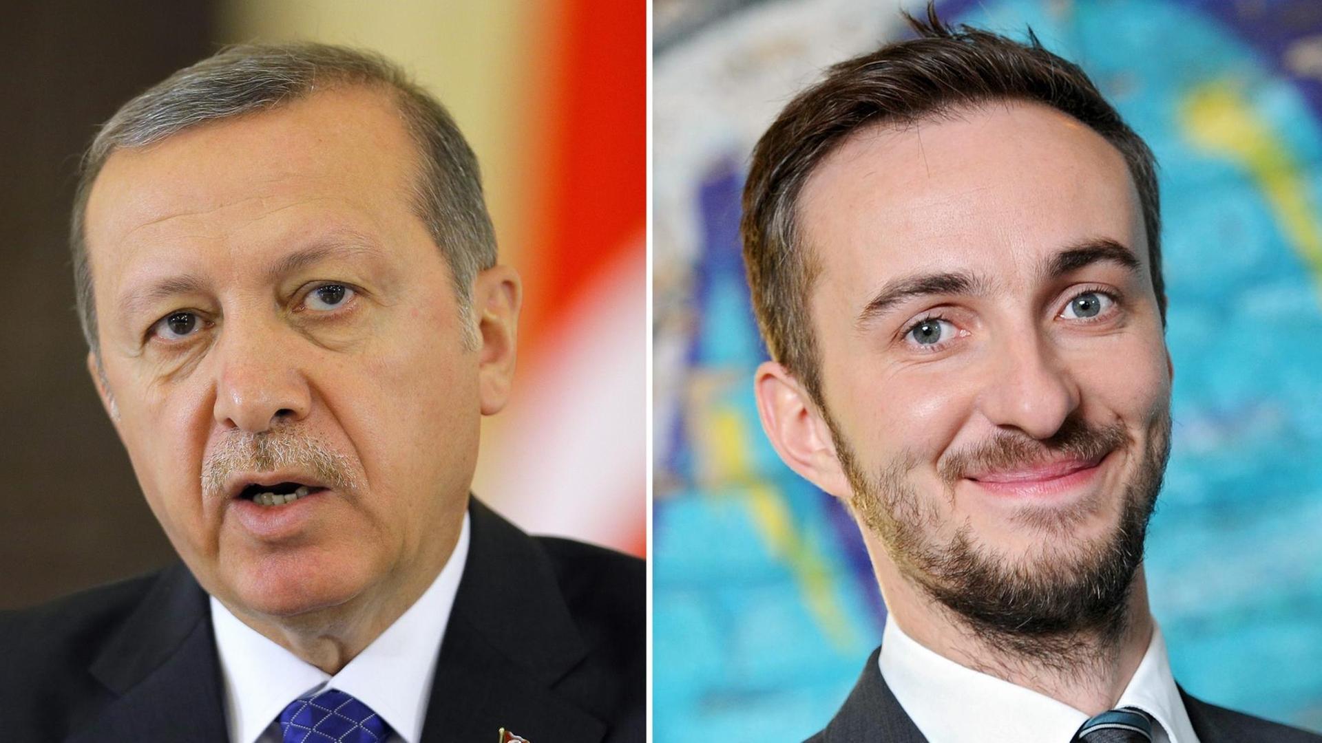 Der türkische Präsident Recep Tayyip Erdogan und ZDF-Moderator Jan Böhmermann in verschiedenen Aufnahmen nebeneinander.