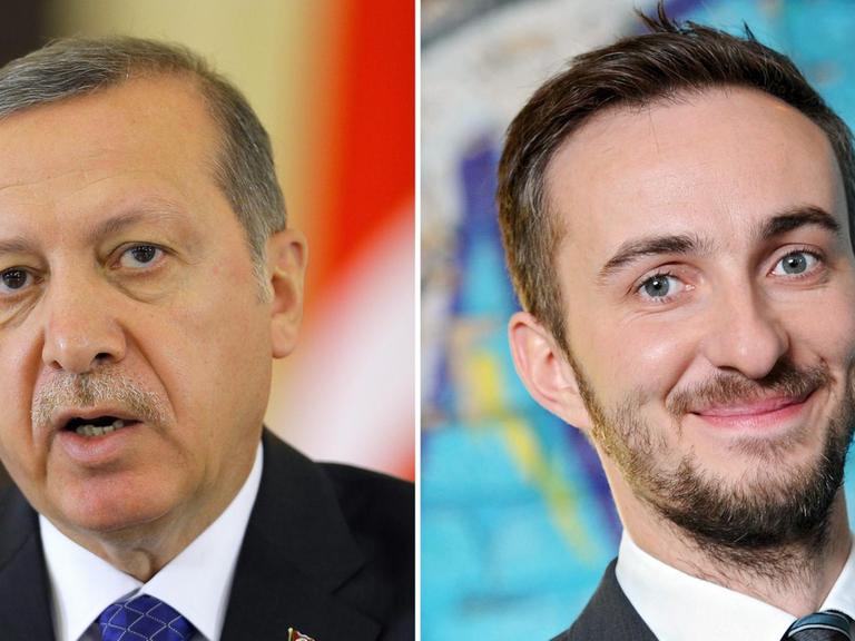 Der türkische Präsident Recep Tayyip Erdogan und ZDF-Moderator Jan Böhmermann in verschiedenen Aufnahmen nebeneinander.