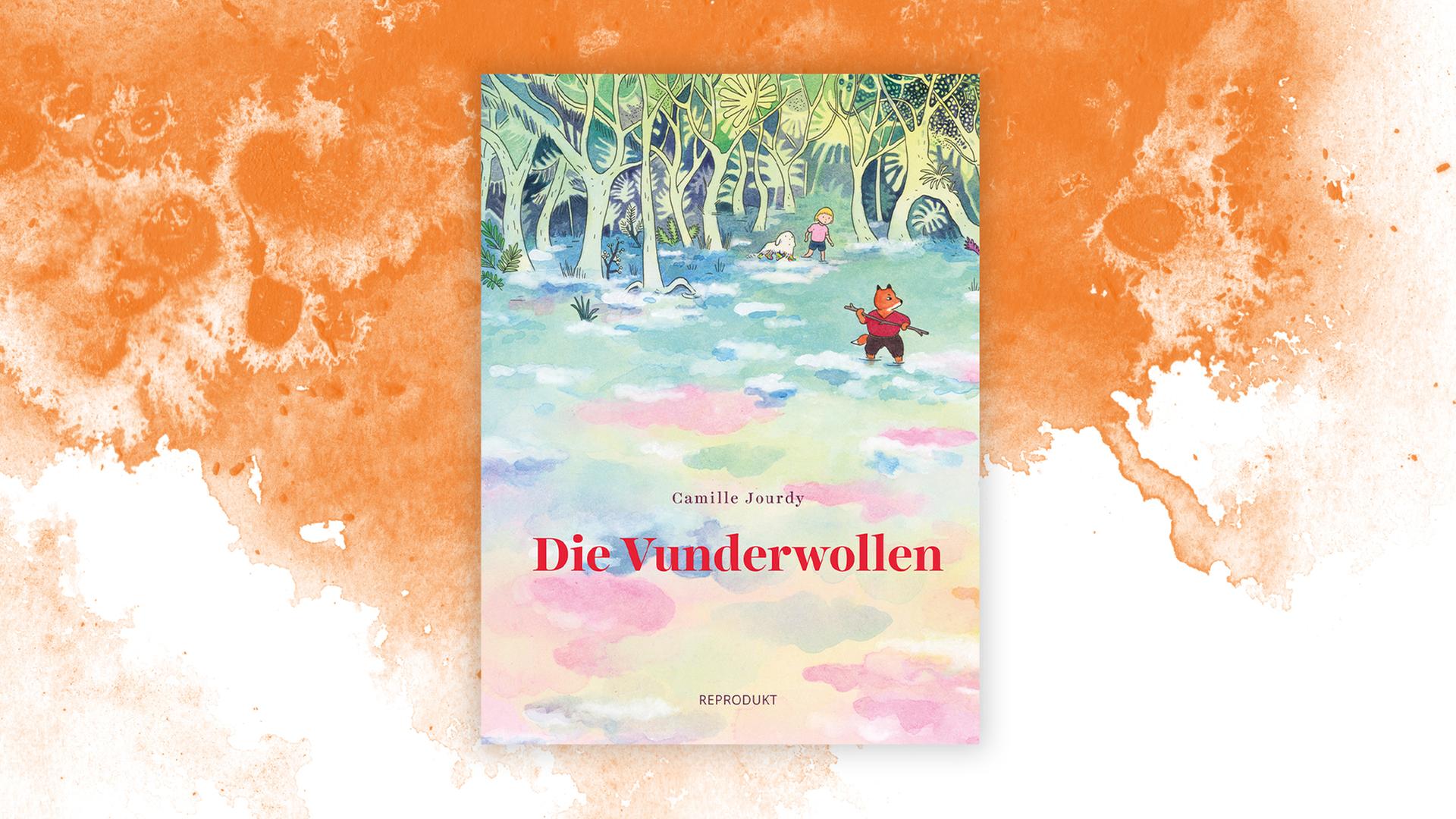 Auf erdfarbenem Aquarell-Hintergrund ist das Buchcover von "Die Vunderwollen" zu sehen.