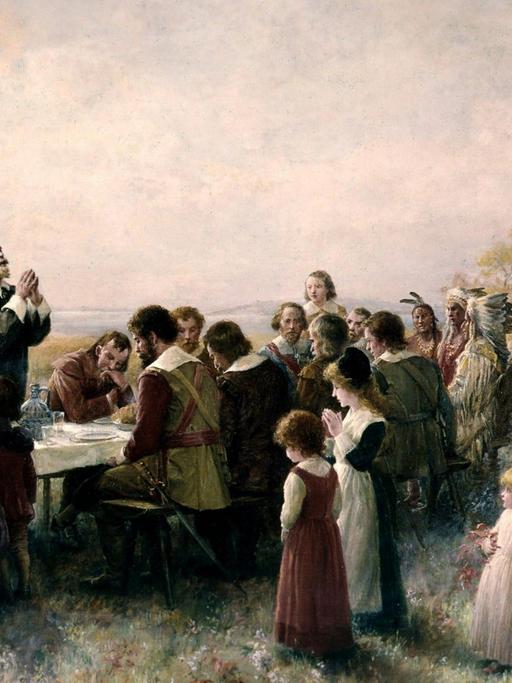 "Das erste Thanksgiving in Plymouth", Ölgemälde von Jennie A. Brownscombe