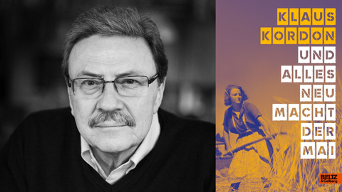 Ein Portrait des Schriftstellers Klaus Kordon und das Buchcover seines Romans "Und alles neu macht der Mai"