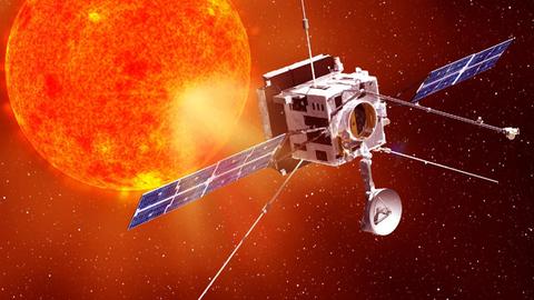 Künstlerische Darstellung des Solar Orbiter im Einsatz