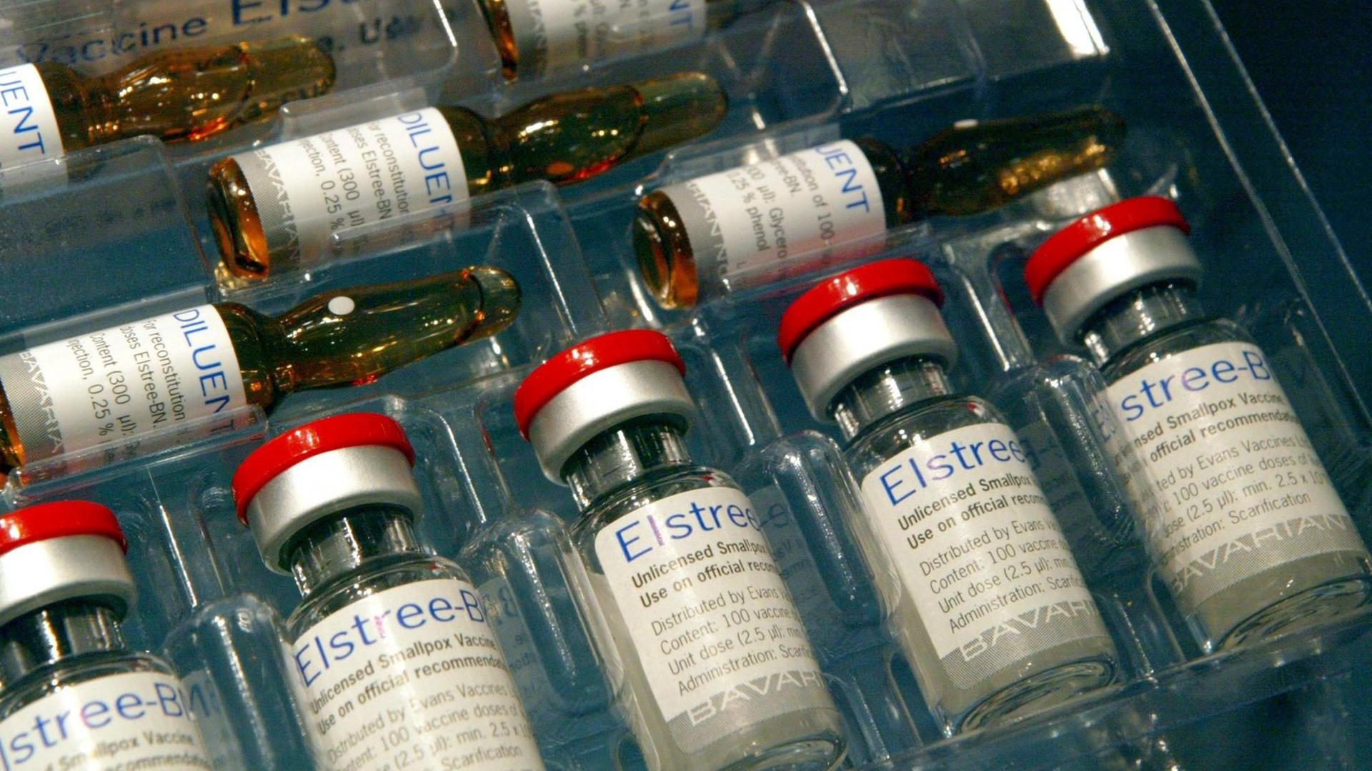 Ampullen und Behälter in die Pockenimpfstoff abgefüllt werden kann, aufgenommen im Impfstoffwerk Dessau-Tornau GmbH am 23.10.2003.